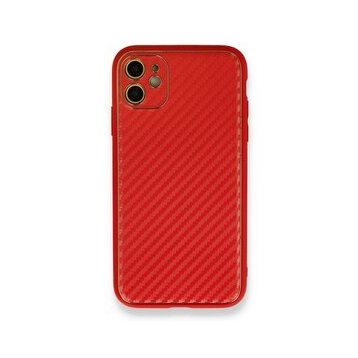 Alan Şanslı iPhone 12 Kırmızı Coco Karbon Silikon Arka Kapak