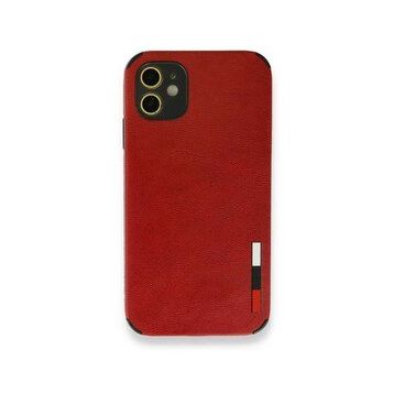 Alan Şanslı iPhone 12 Kırmızı Loop Deri Silikon Kılıf