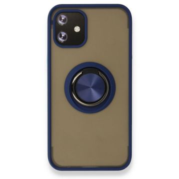 Alan Şanslı Iphone 12 Lacivert Mini Montreal Yüzüklü Silikon Kapak Kılıf