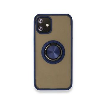 Alan Şanslı Iphone 12 Lacivert Mini Montreal Yüzüklü Silikon Kapak Kılıf