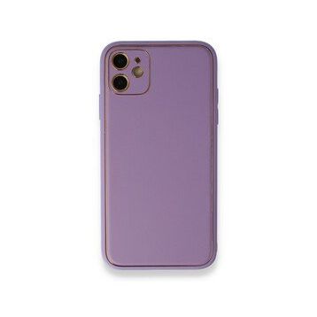 Alan Şanslı iPhone 12 Lila Coco Deri Silikon Kapak