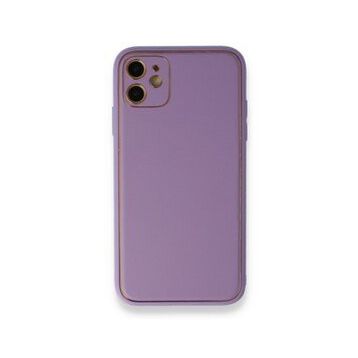 Alan Şanslı iPhone 12 Lila Coco Deri Silikon Kapak