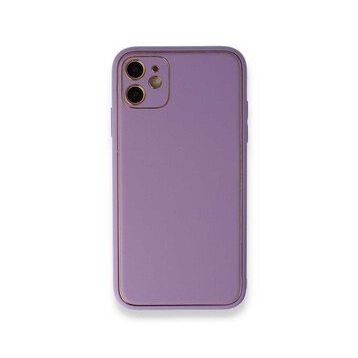 Alan Şanslı iPhone 12 Lila Coco Deri Silikon Kapak
