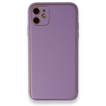 Alan Şanslı iPhone 12 Lila Coco Deri Silikon Kapak