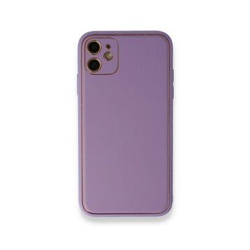 Alan Şanslı iPhone 12 Lila Coco Deri Silikon Kapak