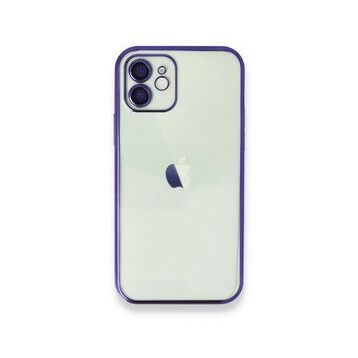 Alan Şanslı iPhone 12 Mor Razer Lensli Silikon Kılıf