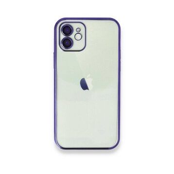Alan Şanslı iPhone 12 Mor Razer Lensli Silikon Kılıf