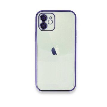Alan Şanslı iPhone 12 Mor Razer Lensli Silikon Kılıf