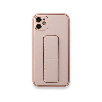Alan Şanslı iPhone 12 Pembe Coco Deri Standlı Kapak