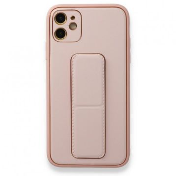 Alan Şanslı iPhone 12 Pembe Coco Deri Standlı Kapak