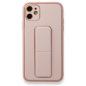 Alan Şanslı iPhone 12 Pembe Coco Deri Standlı Kapak
