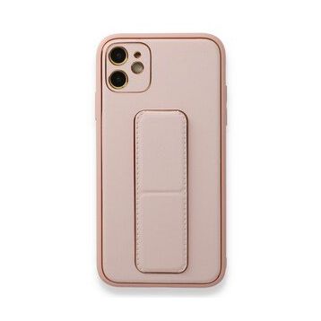 Alan Şanslı iPhone 12 Pembe Coco Deri Standlı Kapak