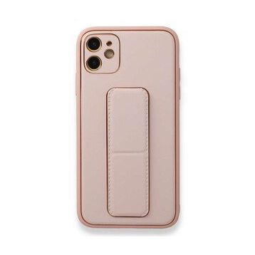 Alan Şanslı iPhone 12 Pembe Coco Deri Standlı Kapak