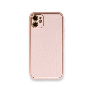 Alan Şanslı iPhone 12 Pembe Coco Karbon Silikon Arka Kapak