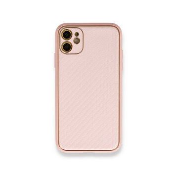 Alan Şanslı iPhone 12 Pembe Coco Karbon Silikon Arka Kapak