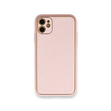 Alan Şanslı iPhone 12 Pembe Coco Karbon Silikon Arka Kapak