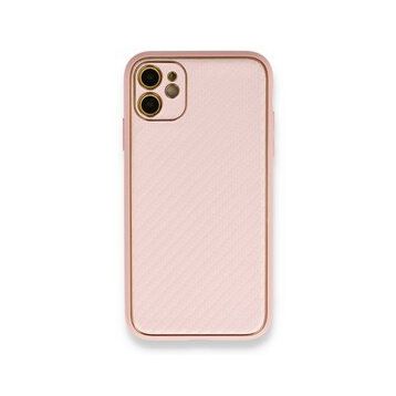 Alan Şanslı iPhone 12 Pembe Coco Karbon Silikon Arka Kapak