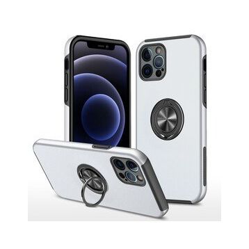 Alan Şanslı iPhone 12 Pro Elit Yüzüklü Kapak Gümüş Kılıf