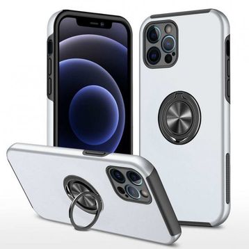 Alan Şanslı iPhone 12 Pro Elit Yüzüklü Kapak Gümüş Kılıf