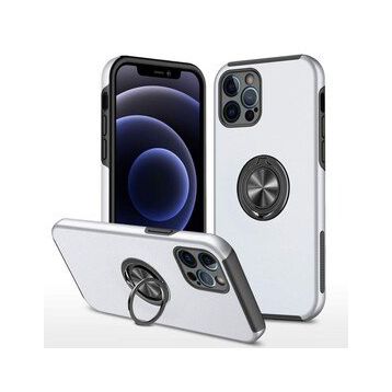 Alan Şanslı iPhone 12 Pro Elit Yüzüklü Kapak Gümüş Kılıf