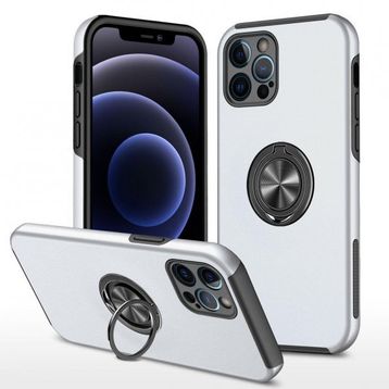 Alan Şanslı iPhone 12 Pro Elit Yüzüklü Kapak Gümüş Kılıf
