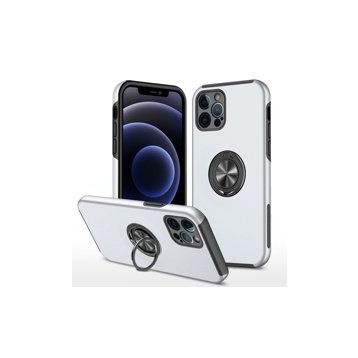 Alan Şanslı iPhone 12 Pro Elit Yüzüklü Kapak Gümüş Kılıf