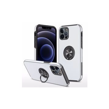 Alan Şanslı iPhone 12 Pro Elit Yüzüklü Kapak Gümüş Kılıf