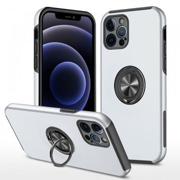 Alan Şanslı iPhone 12 Pro Elit Yüzüklü Kapak Gümüş Kılıf