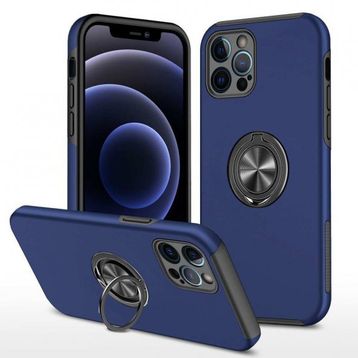 Alan Şanslı iPhone 12 Pro Elit Yüzüklü Kapak Lacivert Kılıf