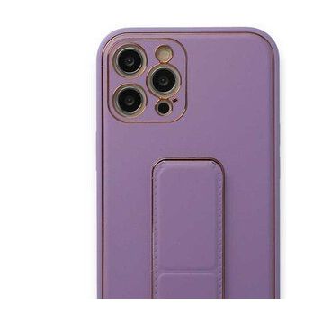 Alan Şanslı iPhone 12 Pro Max Coco Deri Standlı Kapak Lila Kılıf