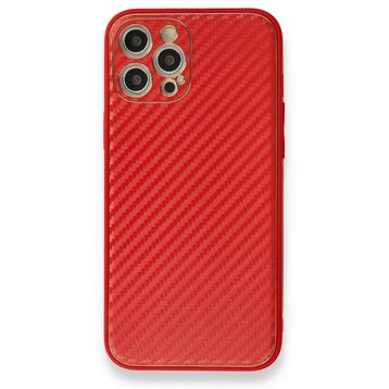 Alan Şanslı iPhone 12 Pro Max Coco Karbon Silikon Kırmızı Kılıf