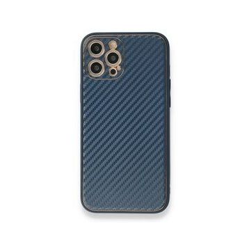 Alan Şanslı iPhone 12 Pro Max Coco Karbon Silikon Mavi Kılıf
