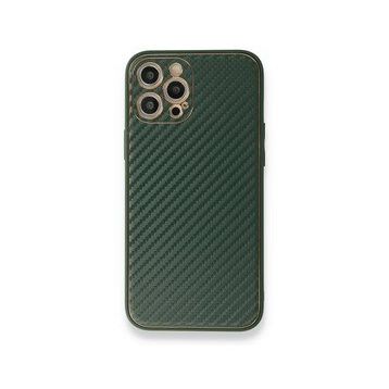 Alan Şanslı iPhone 12 Pro Max Coco Karbon Silikon Yeşil Kılıf