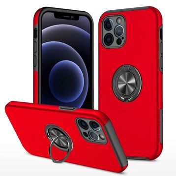 Alan Şanslı iPhone 12 Pro Max Elit Yüzüklü Kapak Kırmızı Kılıf