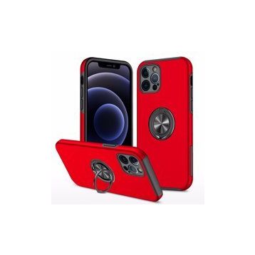 Alan Şanslı iPhone 12 Pro Max Elit Yüzüklü Kapak Kırmızı Kılıf