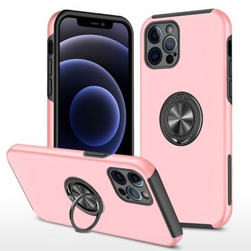 Alan Şanslı iPhone 12 Pro Max Elit Yüzüklü Kapak Pembe Kılıf