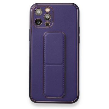 Alan Şanslı iPhone 12 Pro Mor Coco Deri Standlı Kapak Kılıf