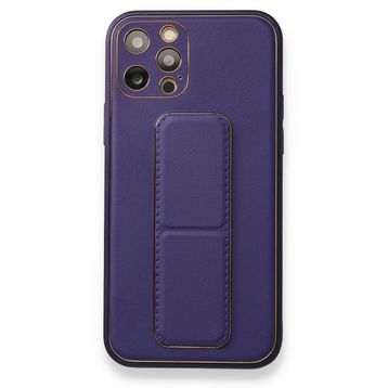 Alan Şanslı iPhone 12 Pro Mor Coco Deri Standlı Kapak Kılıf