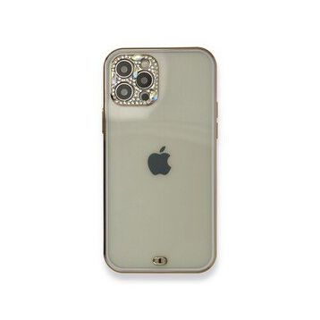 Alan Şanslı iPhone 12 Pro Mor Liva Taşlı Silikon Kapak