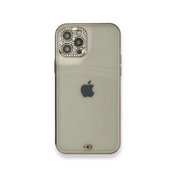 Alan Şanslı iPhone 12 Pro Mor Liva Taşlı Silikon Kapak