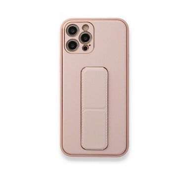 Alan Şanslı iPhone 12 Pro Pembe Coco Deri Standlı Kapak Kılıf