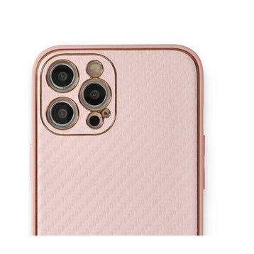 Alan Şanslı iPhone 12 Pro Pembe Coco Karbon Silikon Kapak