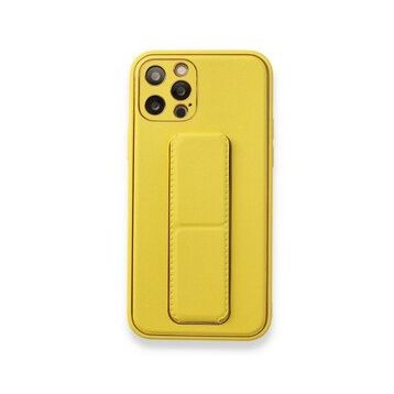Alan Şanslı iPhone 12 Pro Sarı Coco Deri Standlı Kapak Kılıf