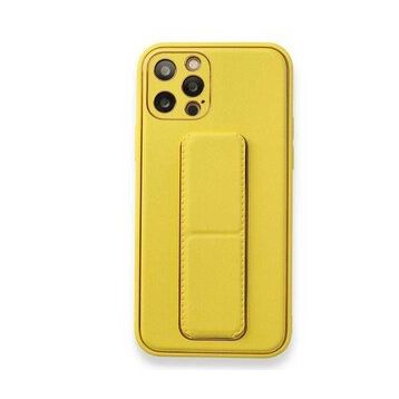 Alan Şanslı iPhone 12 Pro Sarı Coco Deri Standlı Kapak Kılıf