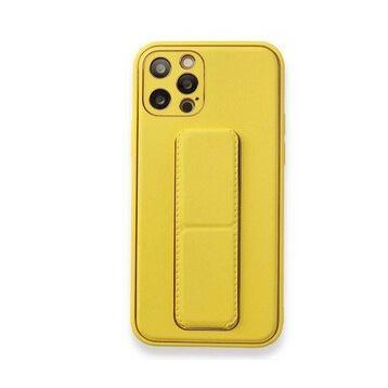 Alan Şanslı iPhone 12 Pro Sarı Coco Deri Standlı Kapak Kılıf