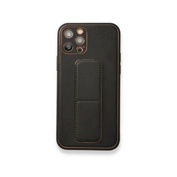 Alan Şanslı iPhone 12 Pro Siyah Coco Deri Standlı Kapak Kılıf