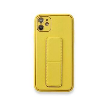 Alan Şanslı iPhone 12 Sarı Coco Deri Standlı Kapak