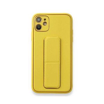 Alan Şanslı iPhone 12 Sarı Coco Deri Standlı Kapak