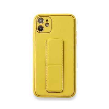Alan Şanslı iPhone 12 Sarı Coco Deri Standlı Kapak
