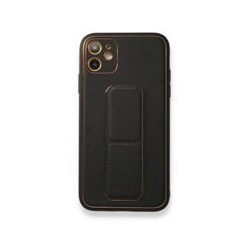 Alan Şanslı iPhone 12 Siyah Coco Deri Standlı Kapak